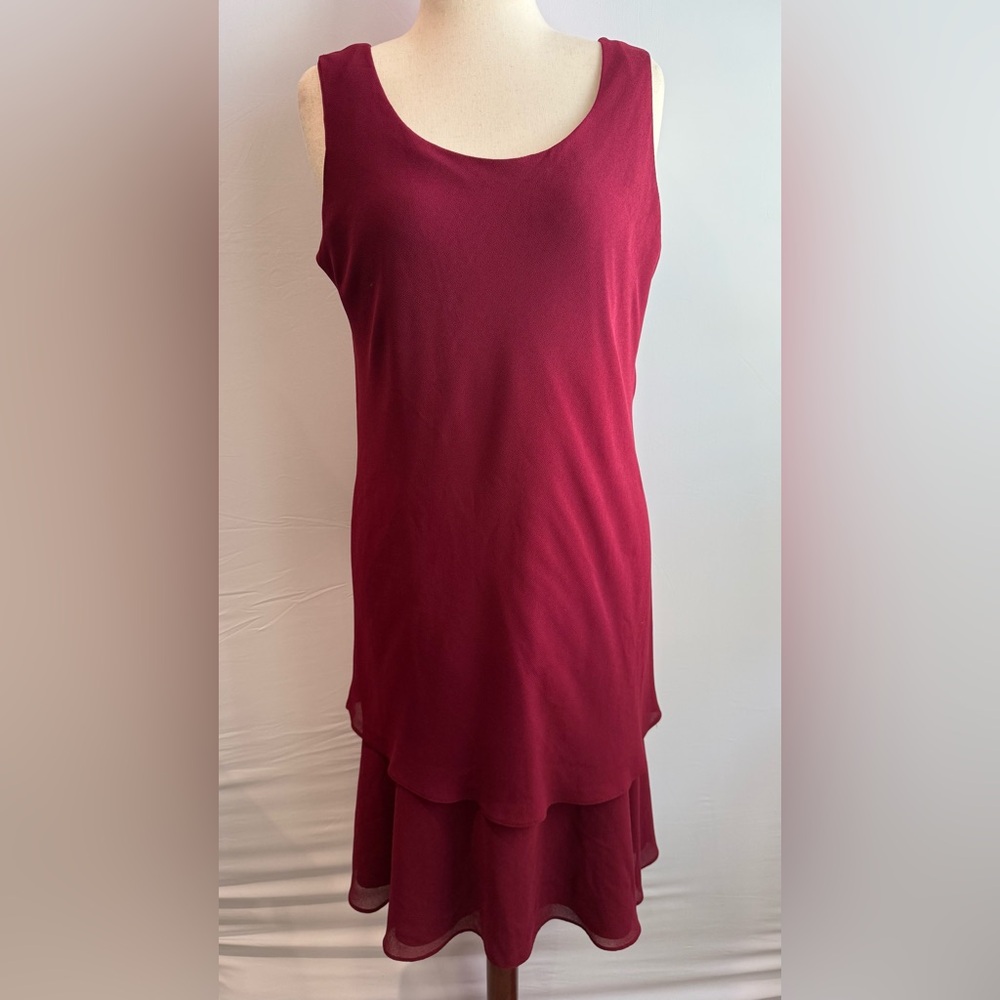 Vintage‎ Jeffrey & Dara by Tom Barra Sleeveless Layered Midi Dress in Berry